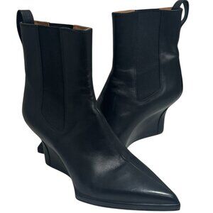 RAG & BONE Eclipse Leather Wedge Black Chelsea Ankle Boots size 39 New Very cool